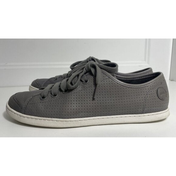 Camper‎ Uno Womens Gray Leather 41/10-10.5 Perforated Low Lace Up Sneakers Shoes - Picture 1 of 8